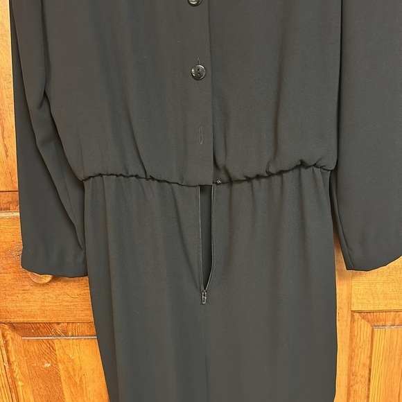 Ms. Chaus Black Dressy Vintage Longsleeved Dress Button/Zipper Back Mock Wrap 10 - Picture 7 of 7